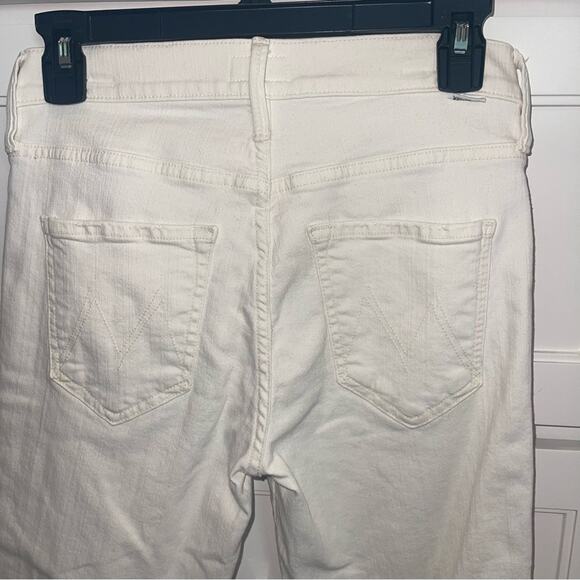 Mother The Mid Rise Dazzler Crop Track Jeans Whipping The Cream Pink Rac… - Picture 10 of 15